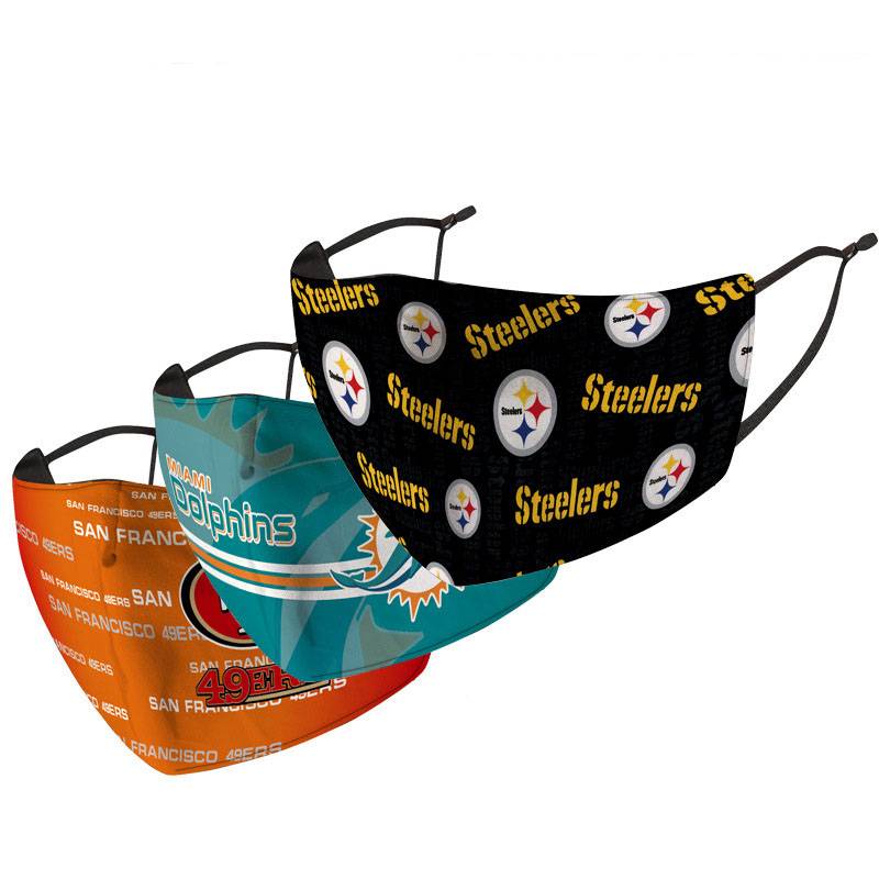 Nfl League Football Mask Chief Patriot Eagle Cowboy Tiger Printing Steelers Thin Section Adult Washable Face Mask